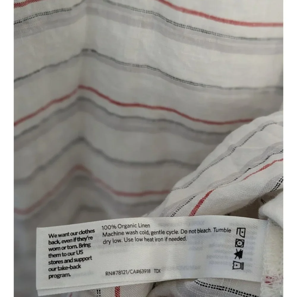 Eileen Fisher Womens Striped Linen V-Neck Tunic Kaftan L/XL Organic Fabric beach - Picture 4 of 5